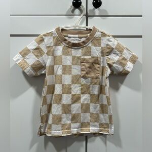 Little Bipsy Checkered Tan Tee 2/3T